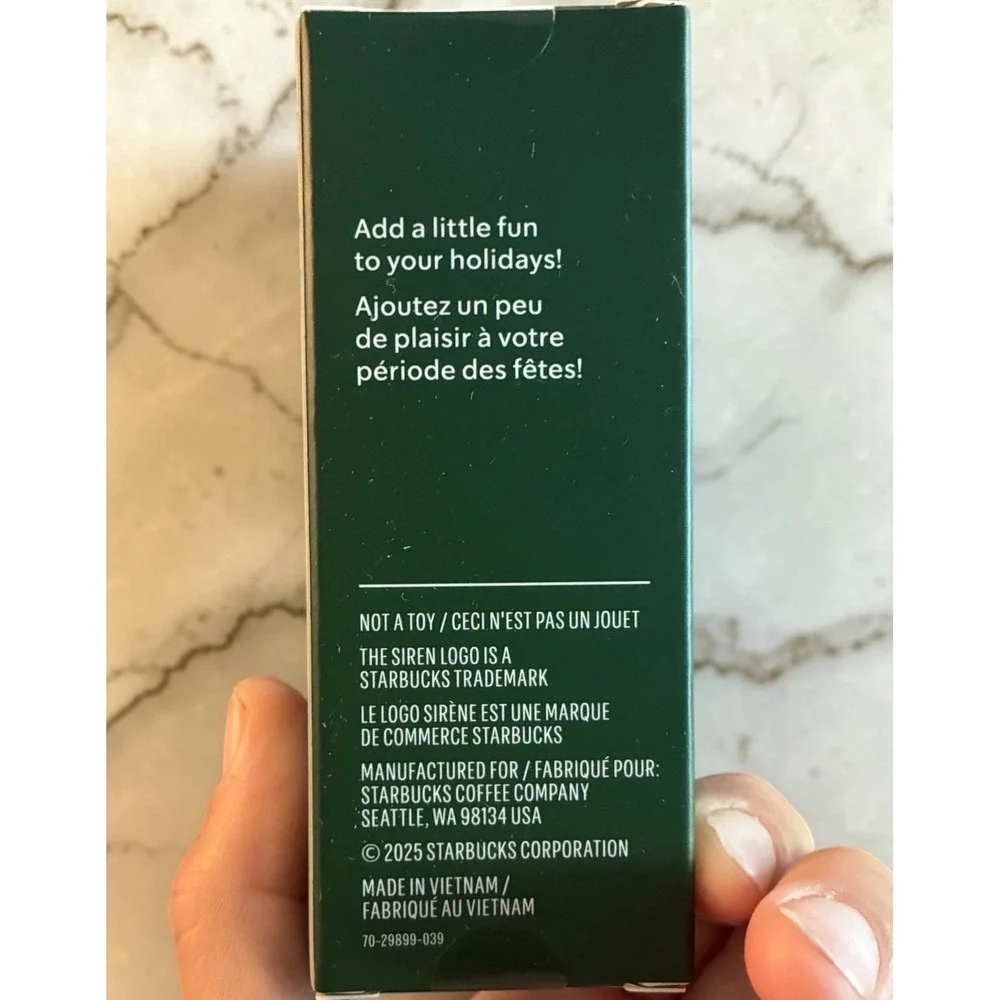 NIB Starbucks Limited Edition Mini Cold Cup Ornament Keychain in Emerald Crystal